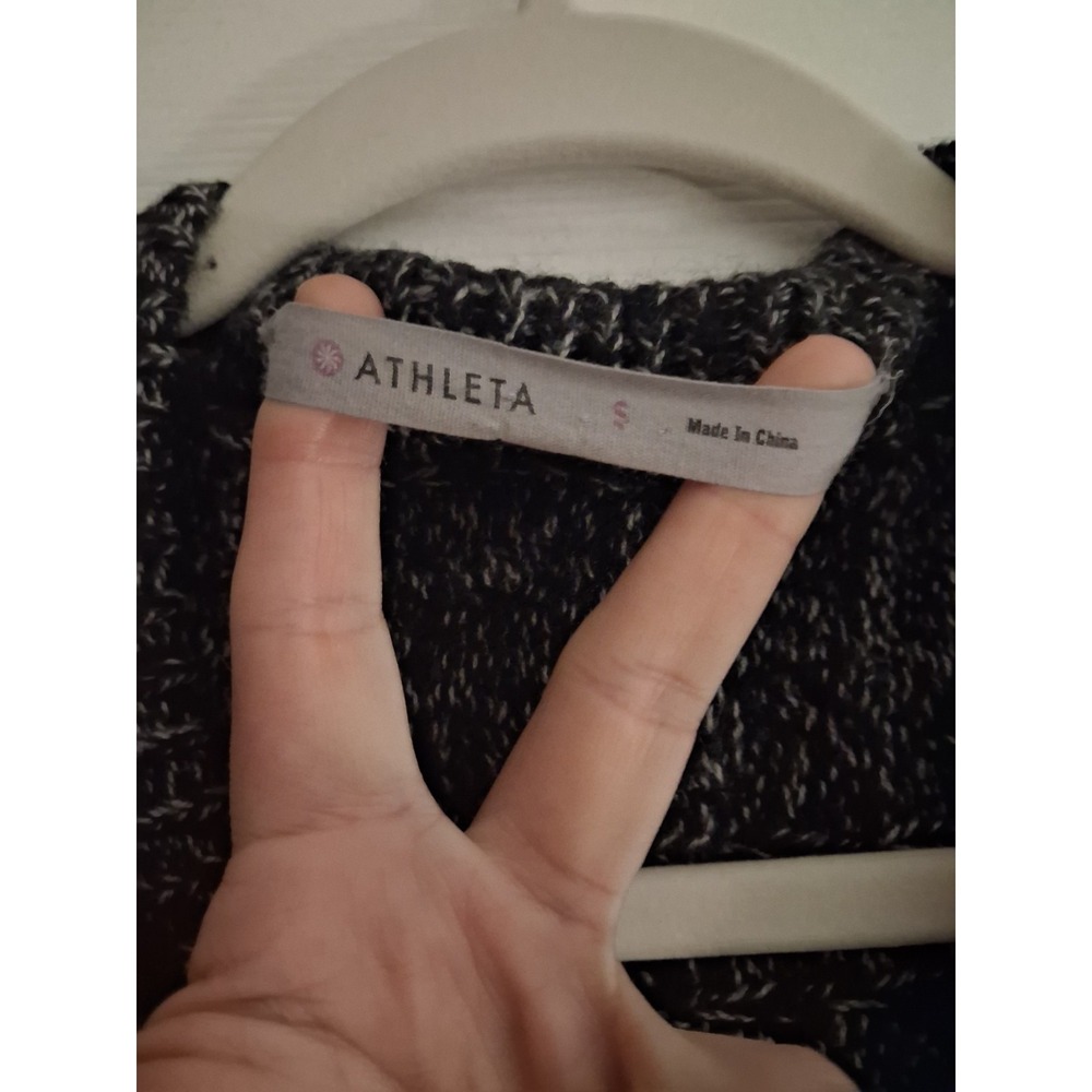 Athleta Northern Lights Wool Cashmere Tunic Sweater Side Zip Marled Black Size S - Picture 4 of 6